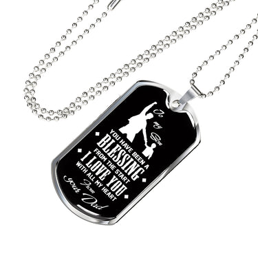 Father Son Quotes Heart Necklace From Papa Birthday Gifts, Christmas Gifts Luxu